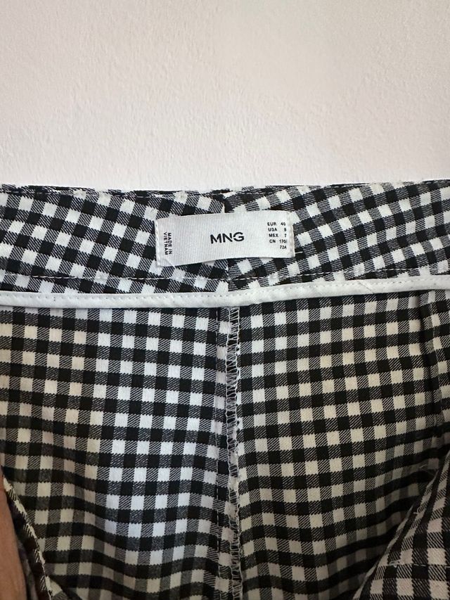 Pantalones Mango cuadros blanco y negro
