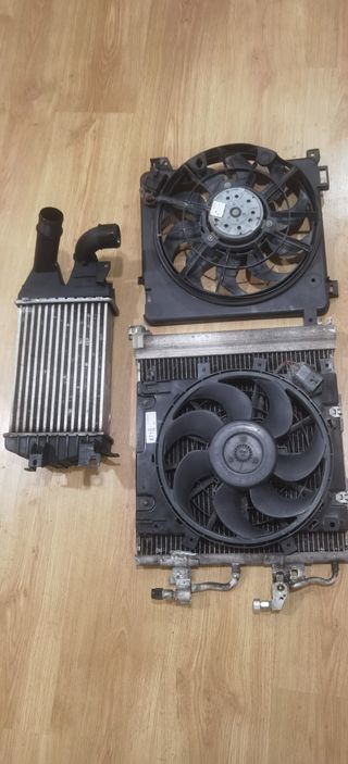 Radiador de aire y ventilador opel astra y zafira