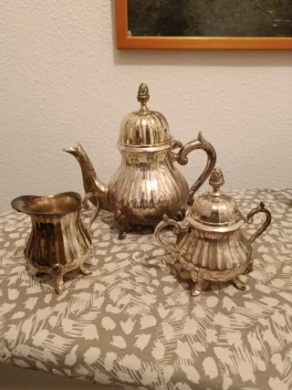 Juego de té alpaca vintage