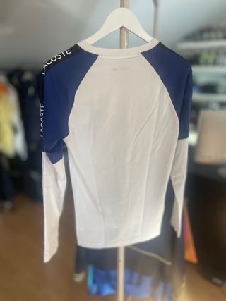 Camiseta Lacoste manga larga blanca y azul