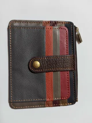 Tarjetero de piel multicolor
