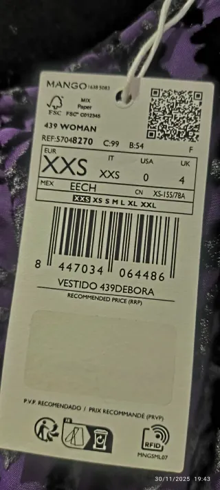 Vestido fiesta morado y negro