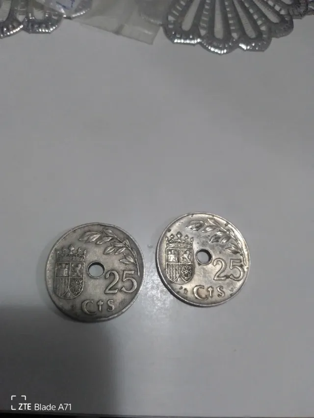 2 Monedas 25 Céntimos Españolas