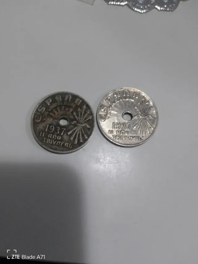 2 Monedas 25 Céntimos Españolas