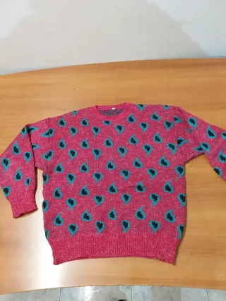 Jersey vintage mujer rosa y turquesa