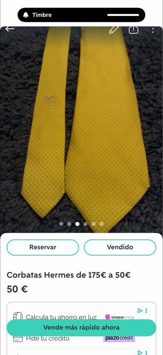 Corbata Hermes verde con Lunares azules