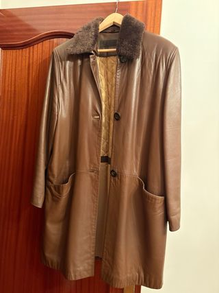 Chaquetón Cuero Ovino Mujer Talla 46 Marrón