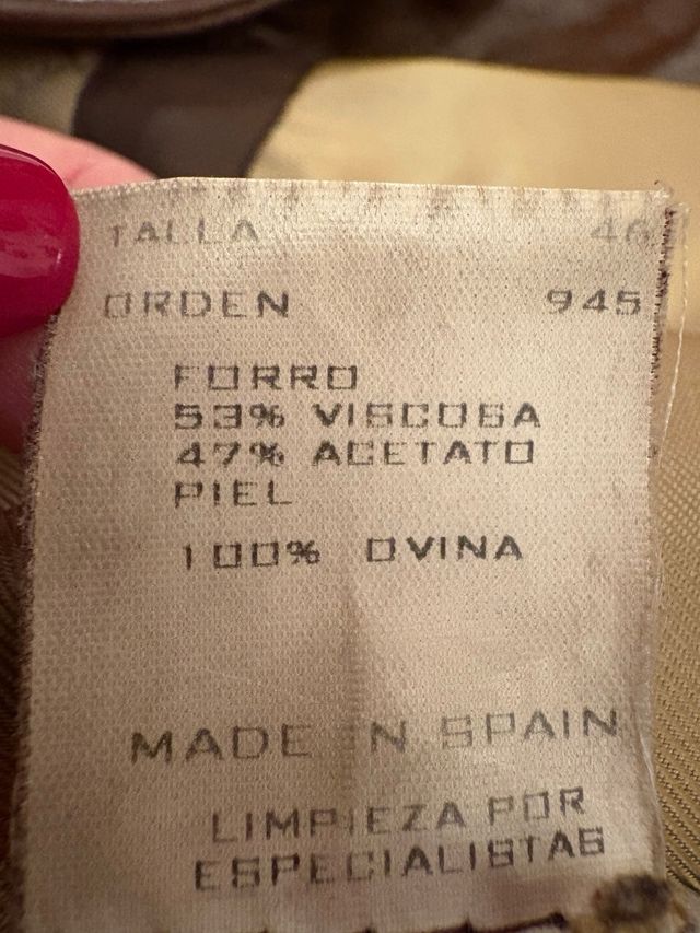 Chaquetón Cuero Ovino Mujer Talla 46 Marrón