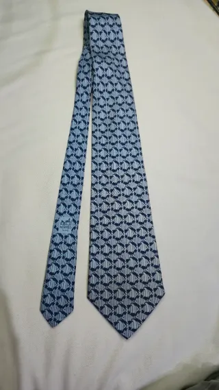 Corbata Hermes Vintage Azul y Gris