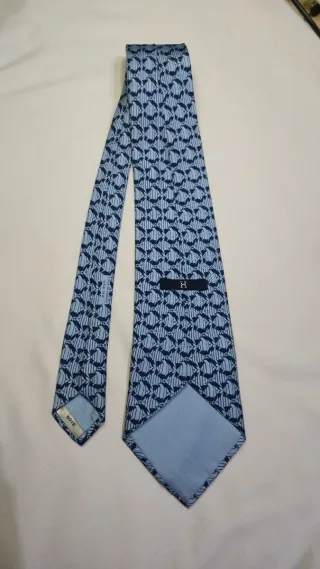 Corbata Hermes Vintage Azul y Gris