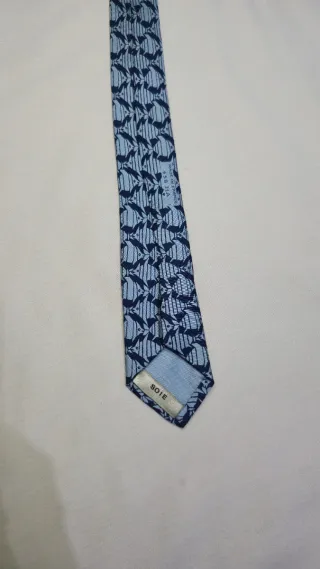Corbata Hermes Vintage Azul y Gris