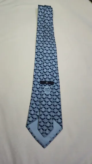 Corbata Hermes Vintage Azul y Gris