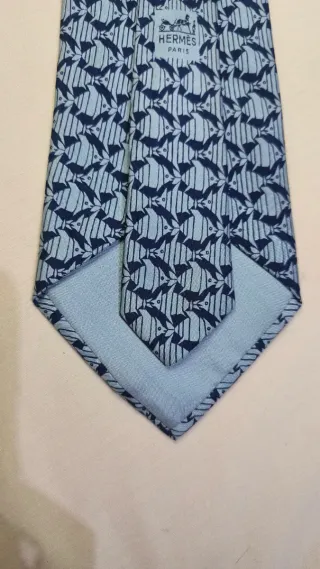 Corbata Hermes Vintage Azul y Gris