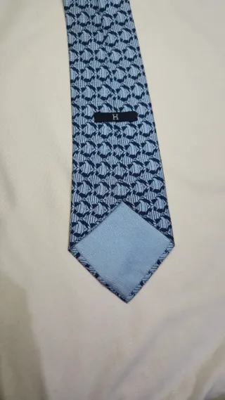 Corbata Hermes Vintage Azul y Gris