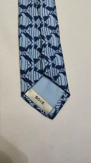 Corbata Hermes Vintage Azul y Gris