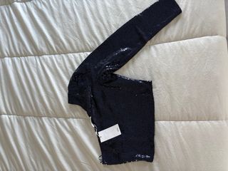 Top lentejuelas azul mujer