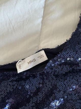 Top lentejuelas azul mujer