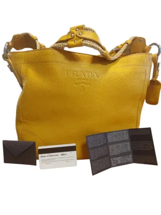 Borsa Prada Gialla Pelle Martellata