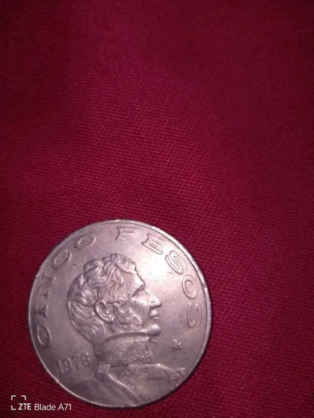 Moneda 5 Pesos Mexicanos 1976