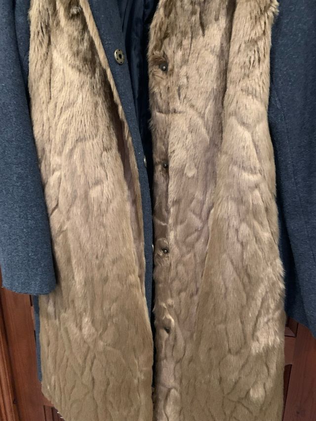 Abrigo combinado en paño y pelo