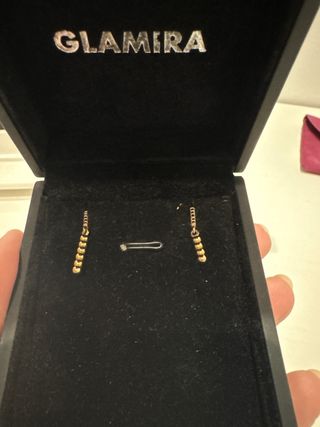 Pendientes Glamira Oro Rosa y Diamante Negro