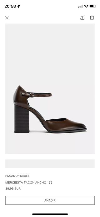 Mocasin Zara tacón ancho marrón