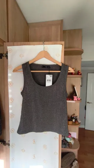 Top tirantes lentejuelas Mango Talla M