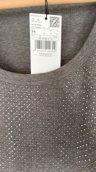 Top tirantes lentejuelas Mango Talla M