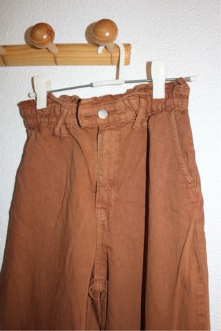 Pantalón baggy mujer marrón