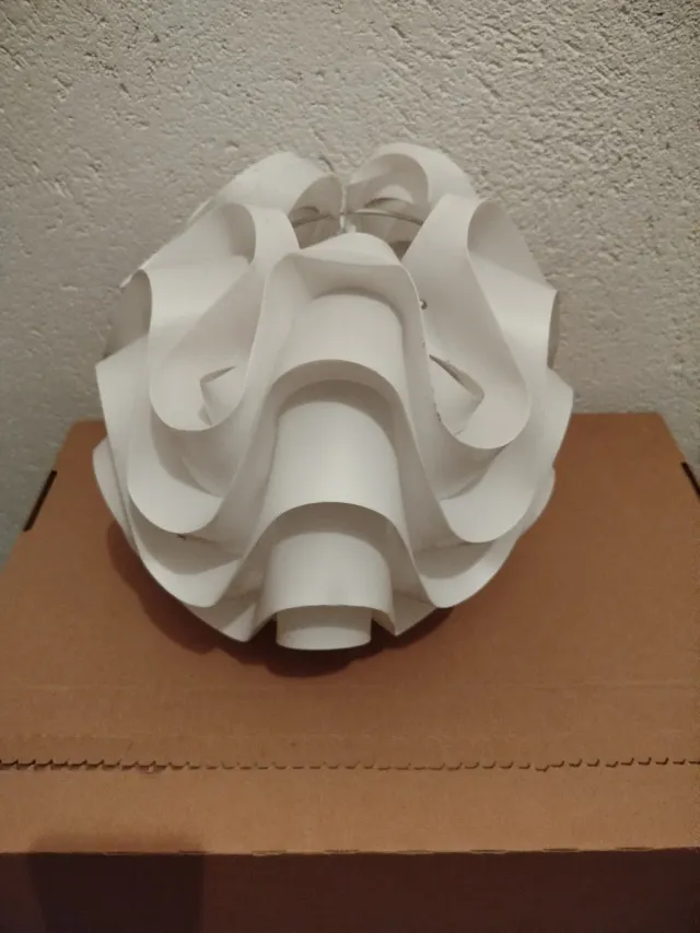 Pantalla lámpara papel blanca diseño ondulado