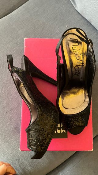 Sandalias María Mare Tacon Brillantes Negro