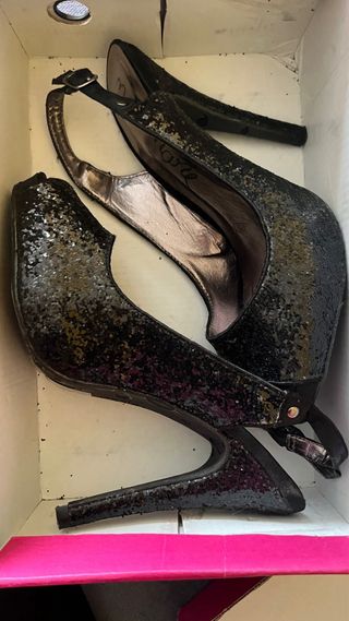 Sandalias María Mare Tacon Brillantes Negro