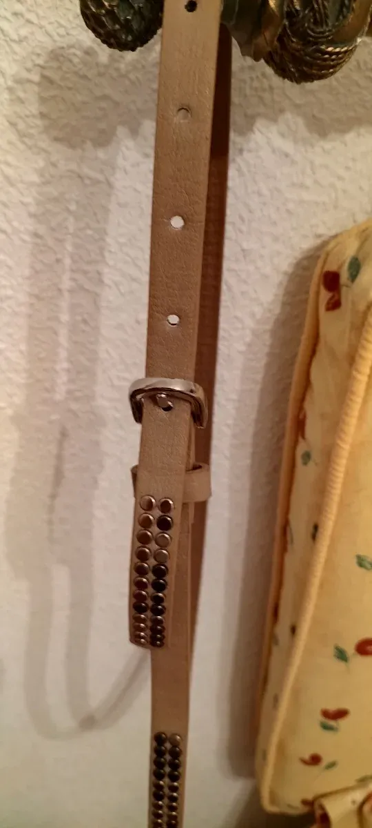 Cinturón beige estrecho con tachas distintos tonos