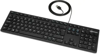 Amazon Basics Teclado con Cable USB y Base Fina, d