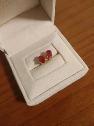Pendientes Oro 18k y Rubíes Ovalados