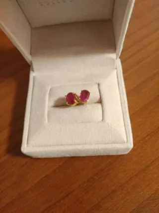 Pendientes Oro 18k y Rubíes Ovalados