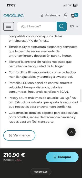 Bicicleta Estática Cecotec Drumfit