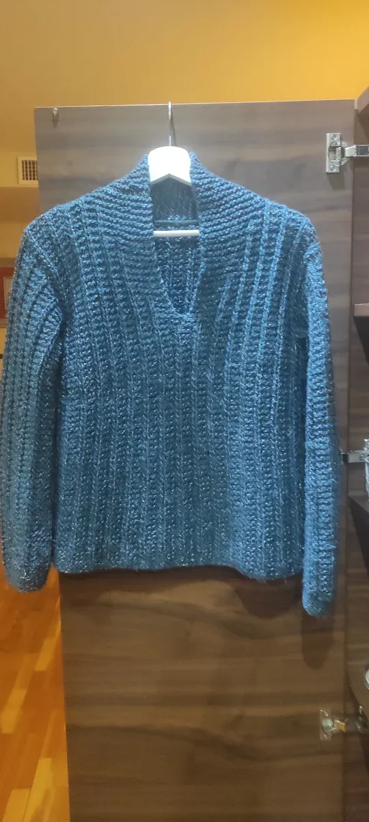 Jersey grueso lana chica azul plateado