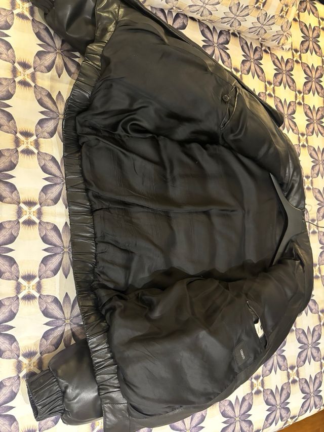 Cazadora Piel Plumas Cerruti Negra