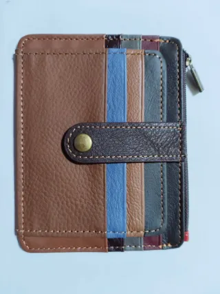 Tarjetero de piel multicolor