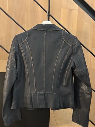 Cazadora piel azul grisáceo envejecida