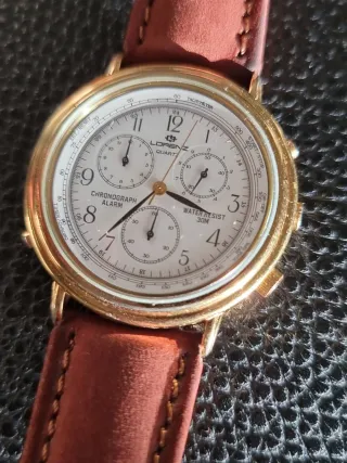 Orologio Lorenz Uomo Cronografo Pelle Dorato