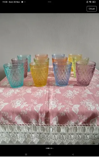 Set 12 Bicchieri Vetro Multicolor