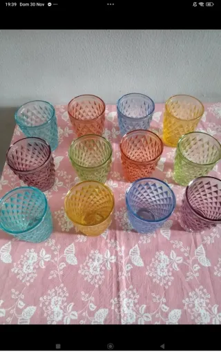 Set 12 Bicchieri Vetro Multicolor