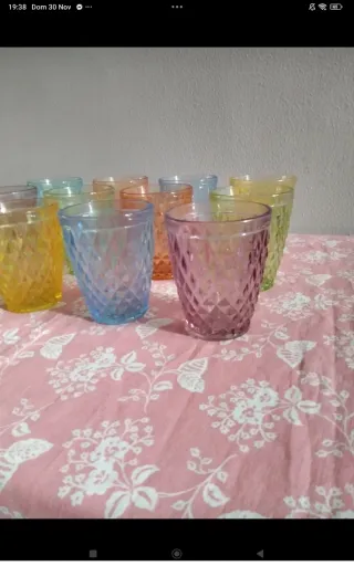 Set 12 Bicchieri Vetro Multicolor