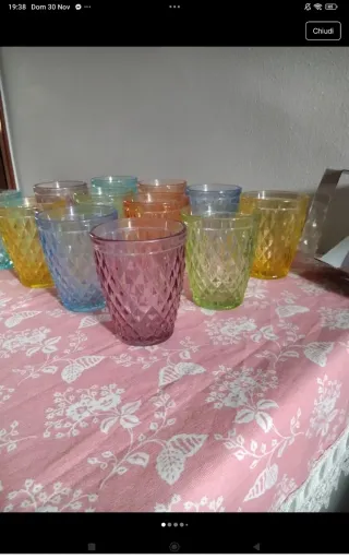 Set 12 Bicchieri Vetro Multicolor