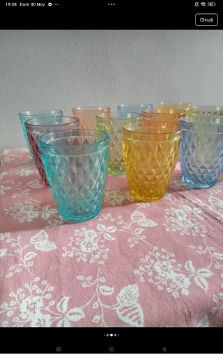 Set 12 Bicchieri Vetro Multicolor