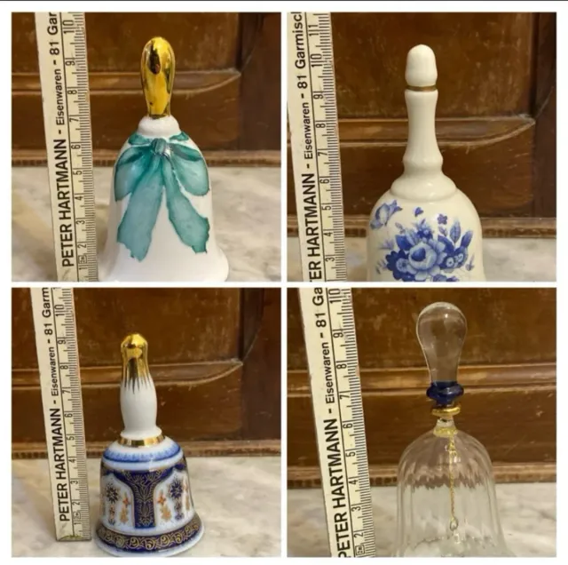4 campanelle in vetro e ceramica