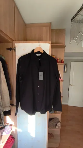 Camisa Mango Slim Fit Negra Talla M