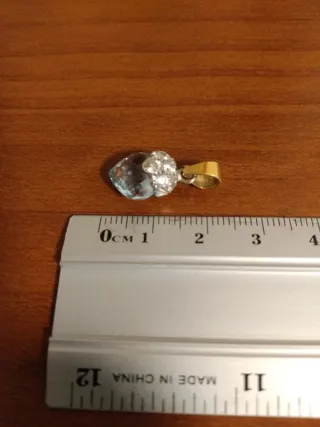 Colgante Oro Amarillo y Blanco Aguamarina